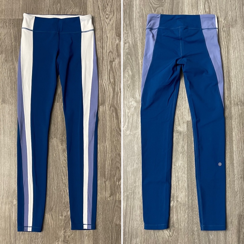 Athleta Girl Blue, Cornflower, & White Color-Block Leggings Tights Size XL/14